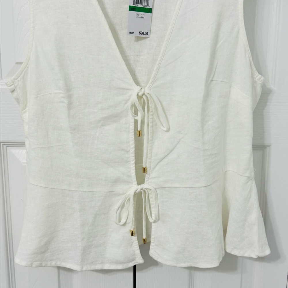 Michael Kors Cream Tie-Front Blouse